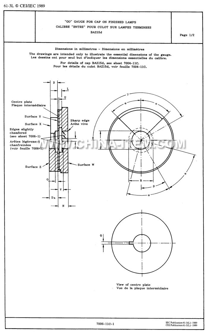 IEC 60061 7006-11C-1 BAZ15d Go Gauge for Cap on Finished Lamps IEC 60061 7006-11C-1 BAZ15d Go Gauge for Cap on Finished Lamps